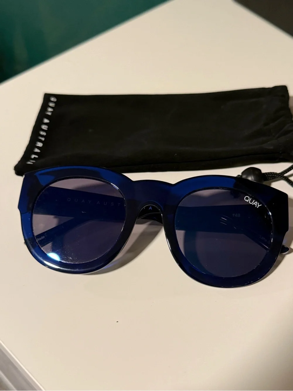 Quay Australia If Only Blue Round Sunglasses with Blue Lenses